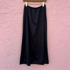 Vanity Fair Slip Skirt Lingerie Long Black Nylon Size Large